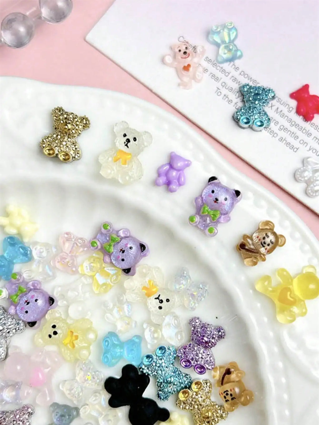 50-Pack Mixed Miniature Resincharms Cute Bear Rabbit Assorted Cartoon Qme
