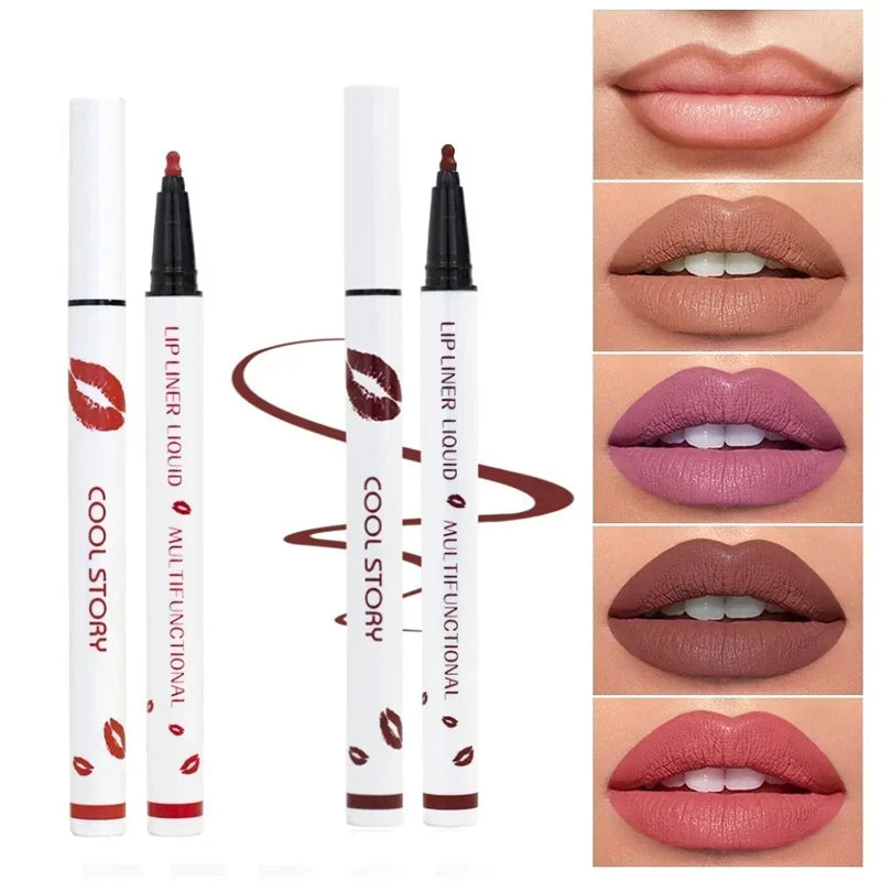 Matte Soft Lip Liner Liquid Lipliner Pencil Long Lasting Lips Cosmetic Tool Stick Quick Drying Smudge Proof Natural Lipstick Pen Qme