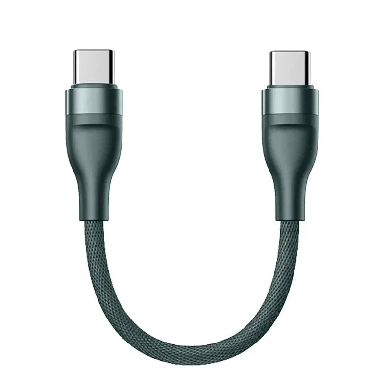 Type C to Type C 60W Fast Charging Cable USB C 0.25M Portable Short Data Cable For iPhone Samsung Xiaomi Dual PD Charge Cables Qme C to C -Green