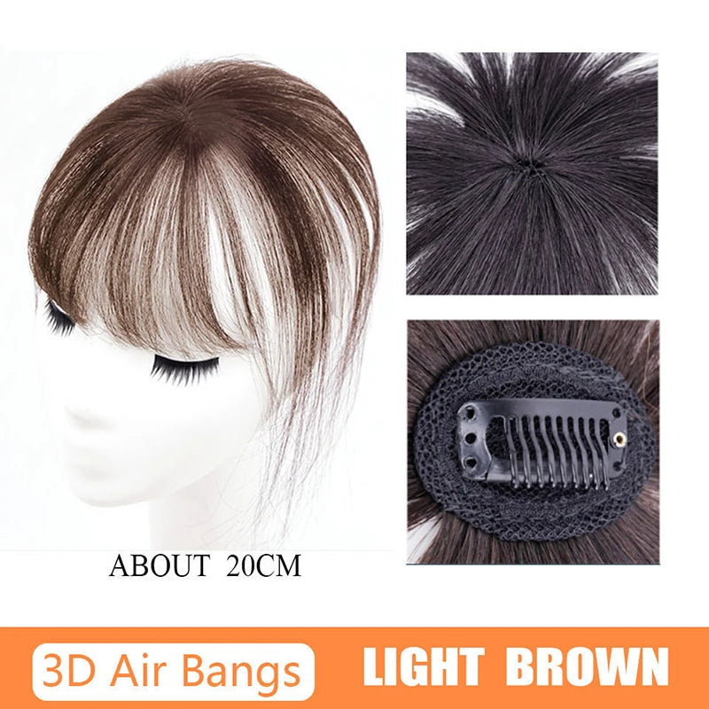 French Synthetic Fake Bangs Wig Hair Natural Hairpiece Extensions Qme Light brown