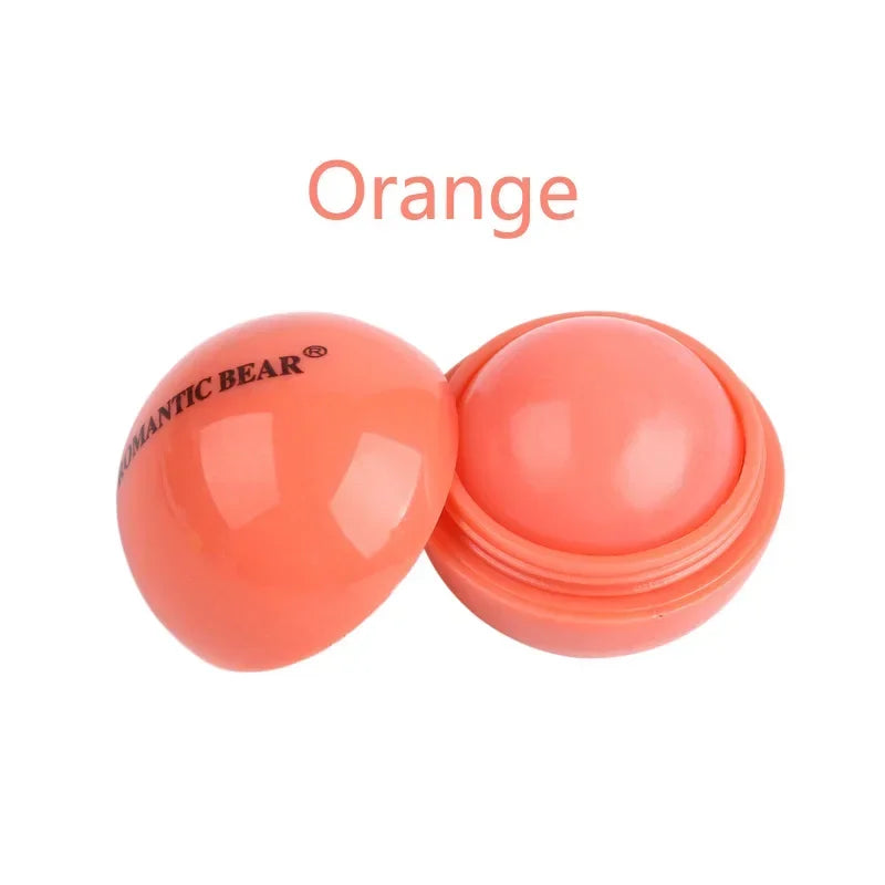 Cute Ball Shaped Lip Balm Hydrating Soothing Long-lasting Plumper Qme chunqiu-orange