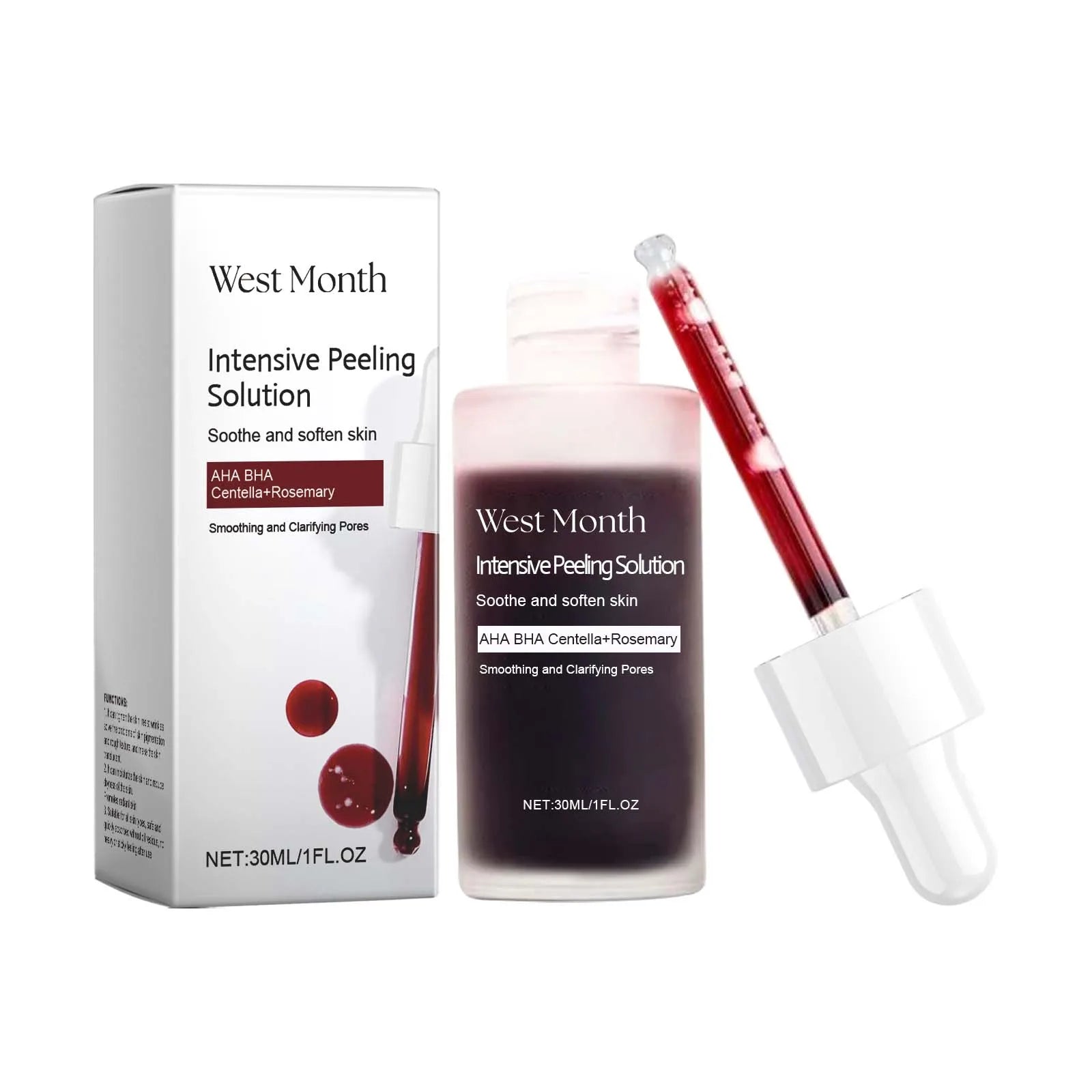 Peeling Face Serum Anti Acne Brightening Exfoliating Shrink Pores Salicylic Acid AHA Serum Reduces Blackheads Smoothing Facial Qme 30ml Boxed