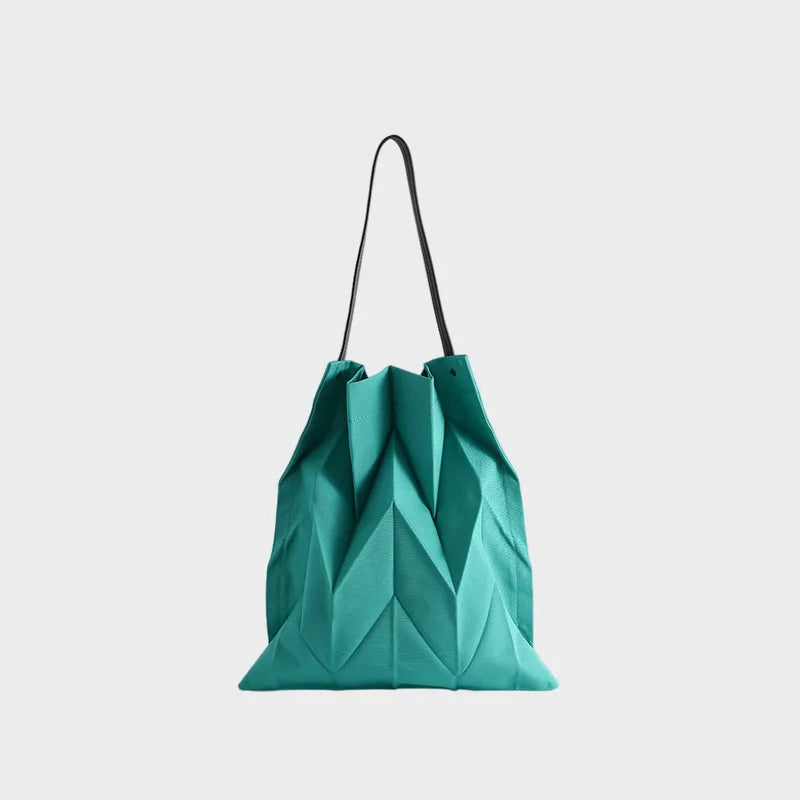 Hevron Pattern Foldable Tote Bag Lightweight Vegan Leather Crossbody Qme light green