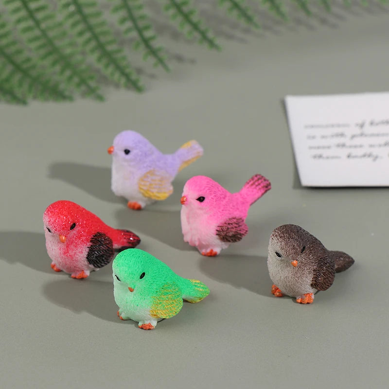 Cute Cartoon Colorful Fly Bird Sparrow Small Statue Figurine Ornament Qme