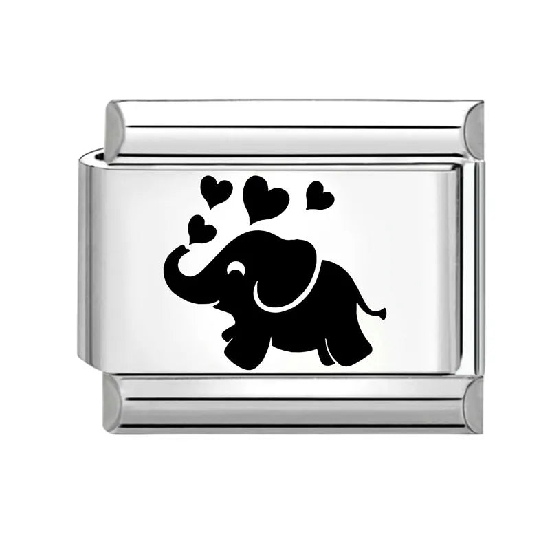 Wholesale Laser Engraving Cute Cats 666 999 Italian Charm Links Fit 9mm Stainless Steel Bracelet Women DIY Making DIY Gift Qme Style 17