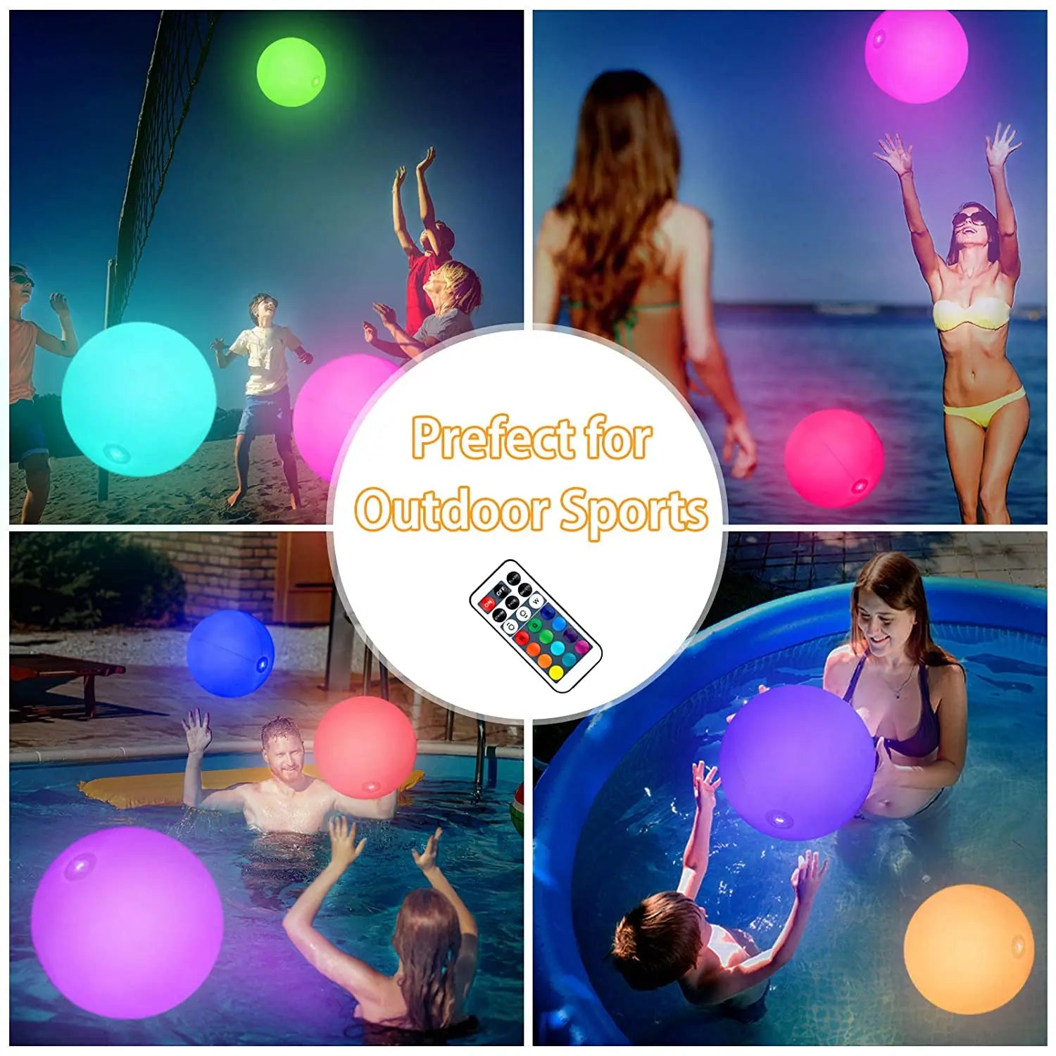 LED16 color floating pool light 60cm inflatable swimming pool beach ball Swimming pool beach lawn party ball light Qme