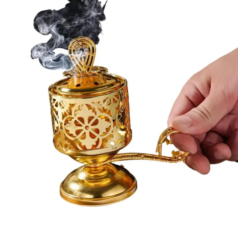 Hollow-out Charcoal Incense Burners Creative Iron Art Cone Holder Qme