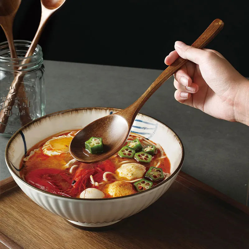 Wooden Spoon Tableware Kitchen Cooking Utensil Tools Soup Tea Spoon Catering Cooking Tool Coffee Soup Teaspoon Honey Spoon Qme