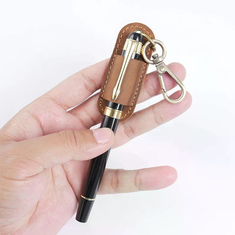 Pen Lanyard Holder Keychain Portable Pencil Protector Clipboard PU Qme
