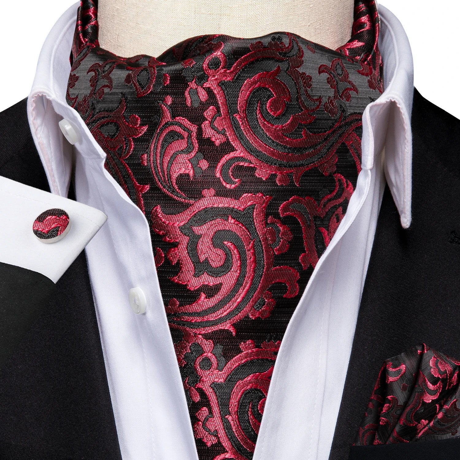 Silk Mens Ascot Black Pink Blue Red Gold Green Purple White Beige