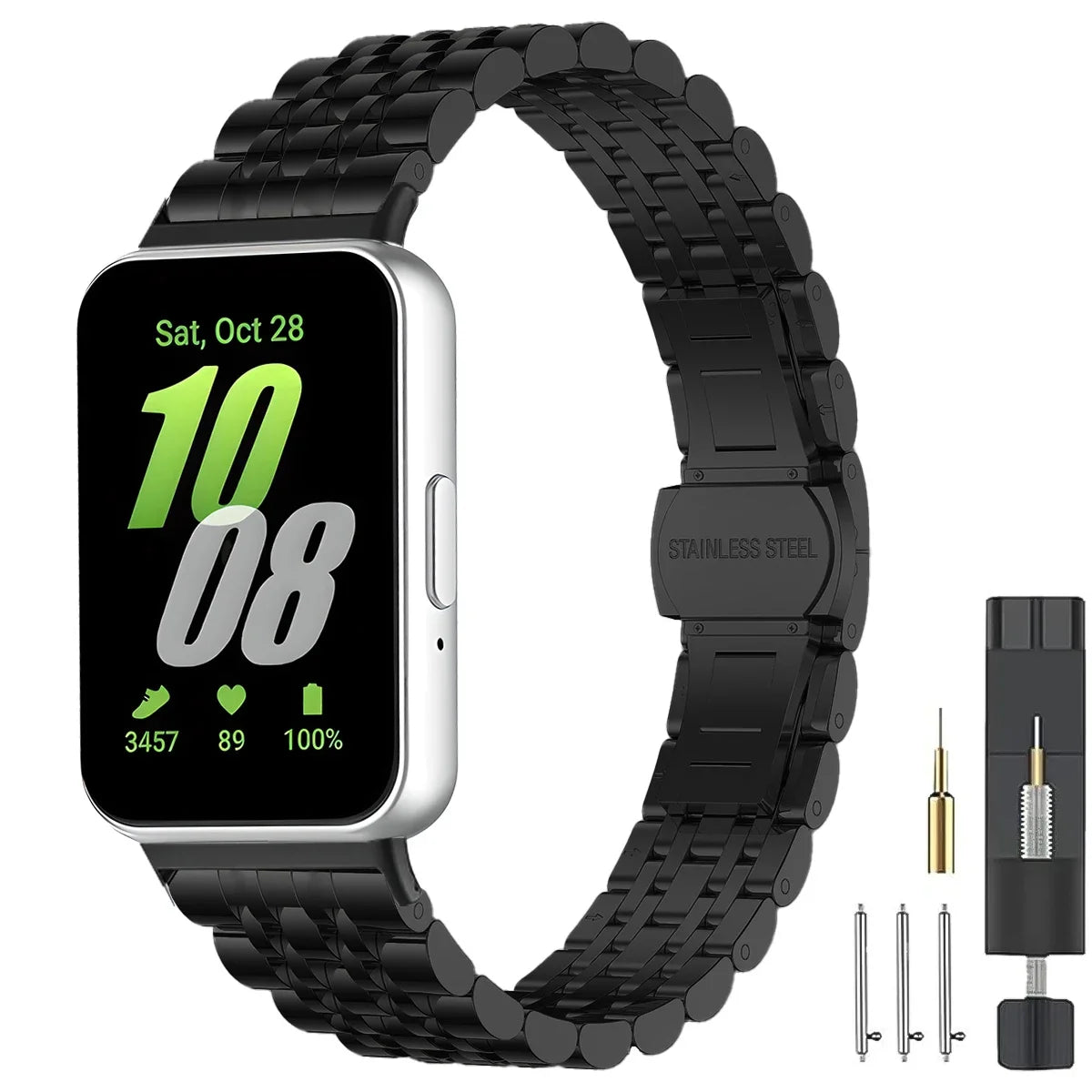 Stainless Steel Strap For Samsung Galaxy Fit 3 Metal Bracelet Luxury Bussiness Band For Samsung Galaxy Fit3 SM-R390 Accessories Qme