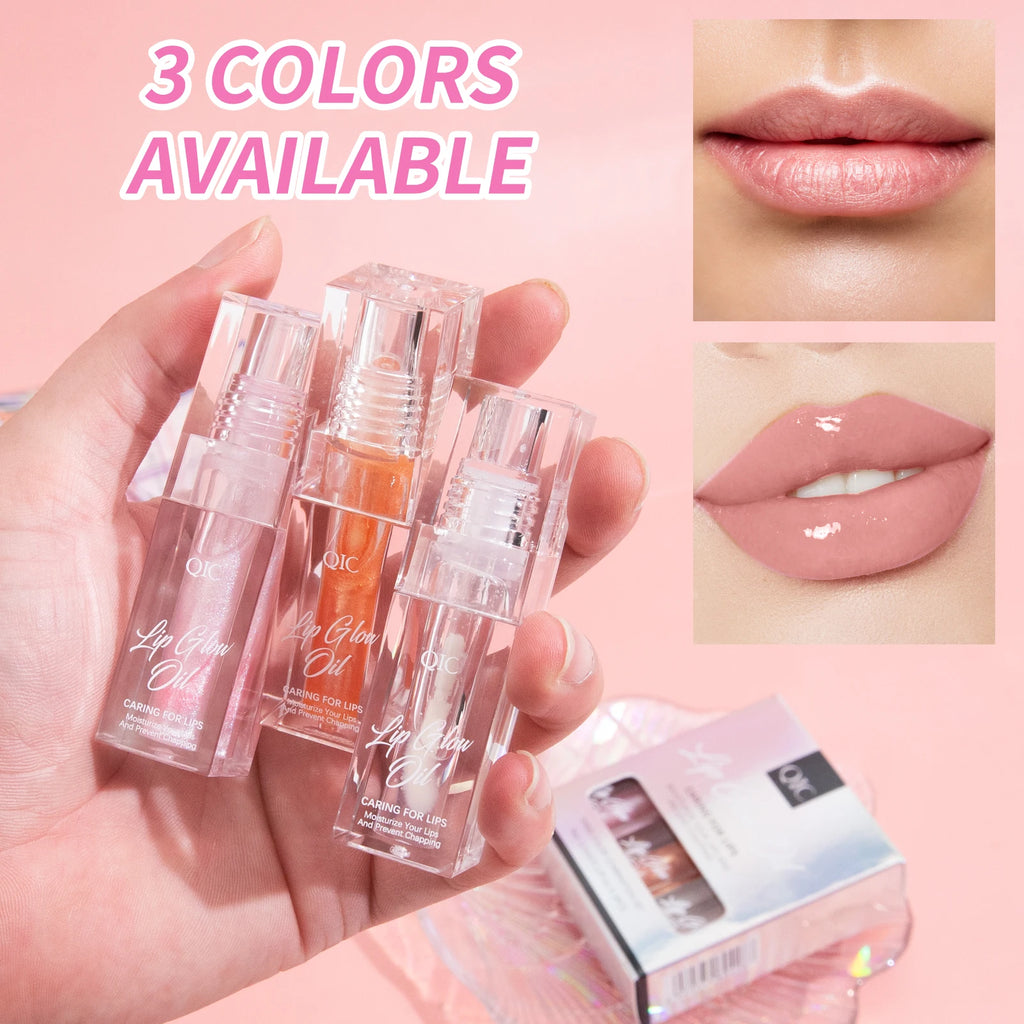 3 pcs Fine Sparkling Lip gloss set - Easy to color, non-stick，non-fading, moisturizing & shiny lip gloss set, a gift for ladies Qme