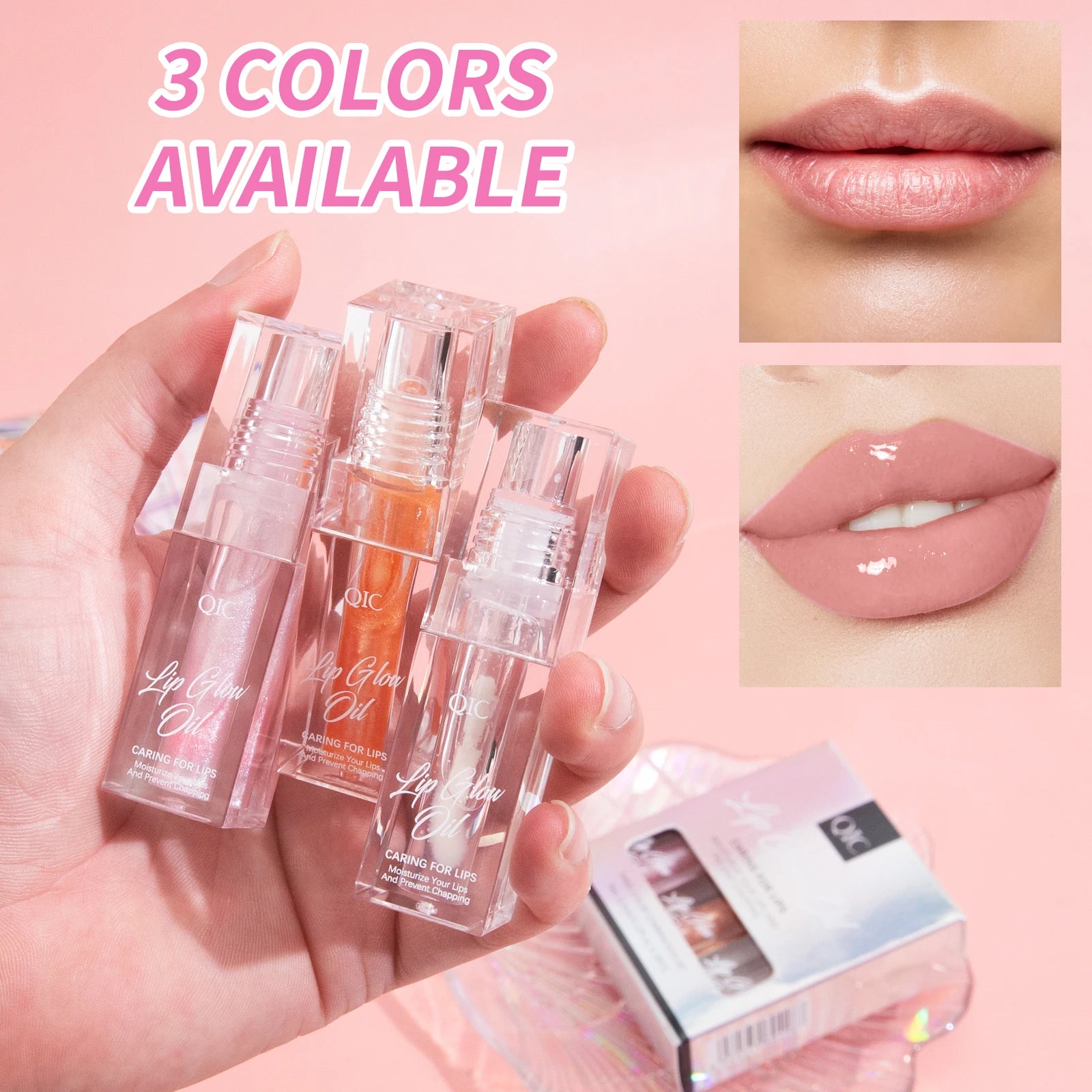 3 pcs Fine Sparkling Lip gloss set - Easy to color, non-stick，non-fading, moisturizing & shiny lip gloss set, a gift for ladies Qme