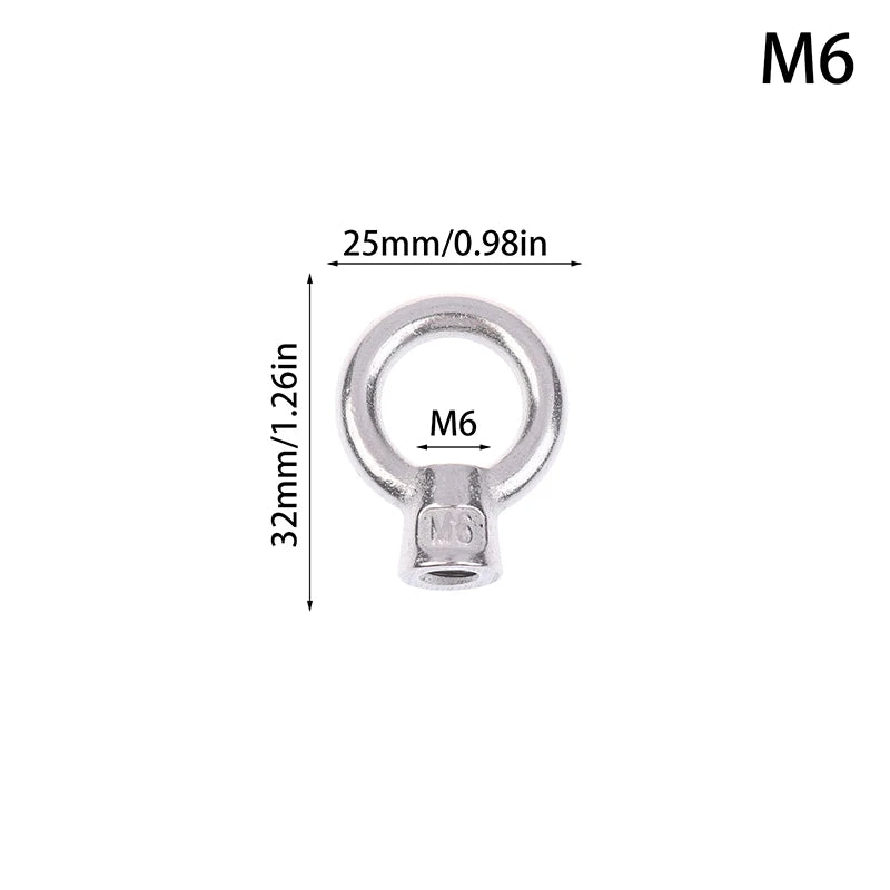 304 Stainless Steel Japanese Eye Nuts M6 M8 M10 M12 M16 Lifting Rings Marine-Grade Hardware Rigging Hoisting Industrial Qme M6