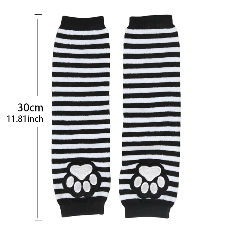 Unisex Black Fingerless Gloves Y2K Gothic Lolita Arm Cover Cute Cat Qme
