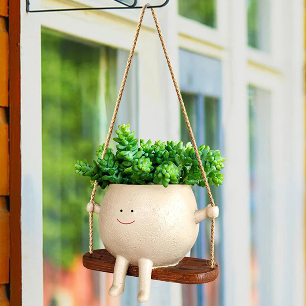 Plant Succulent Pots Resin Face Head Planter Creative Wall Hanging Head Planter Multifunctional Home Garden Patio Accessories Qme