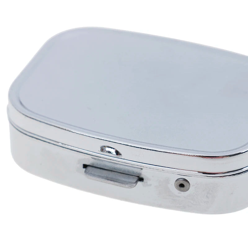 Small Metal Silver Tablet Pill Box Container Medicine Case Portable Qme