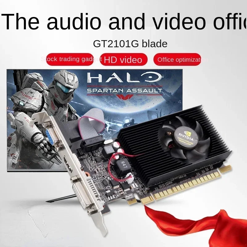GT210 DDR2 1G Dual-screen Office High Definition Graphics Half-height Knife Card Discrete Graphics for Large and Small Chassis Qme