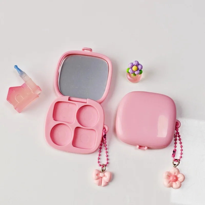Empty Rectangular 4-Grid Cosmetic Case Hole Refillable Container DIY Qme