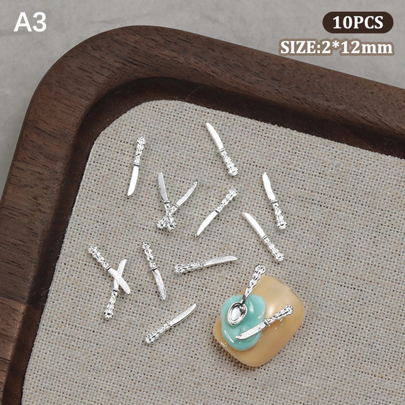 Mini Cute Tableware Nail Charm Metal Cartoon Nails Decoration Art DIY Qme A3