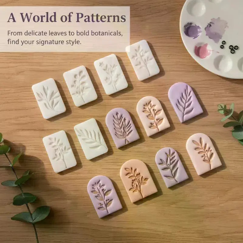 7Pcs Botanical Leaf Pattern Clay Earring Molds Set Fresh Plant Vine Leaves Clay Cutters Tools For Earring Pendant Jewelry Making Qme
