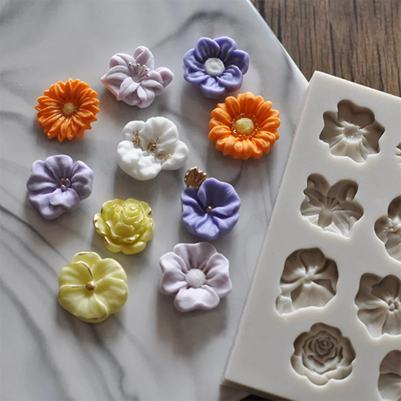 Sunflower Rose Flowers Shape Silicone Mold Cake DIY Decoration Qme Default Title