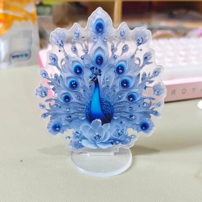 Office Housewarming Desktop Decor Ornament Peacock Figure Qme