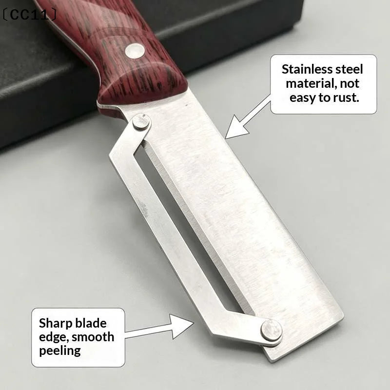 Stainless Steel Veggie Peeler Sharp Blade Faux Rosewood Handle Qme