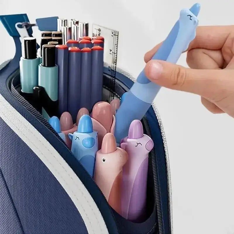 2-in-1 Portable Vertical Student Pencil Bag Pen Holder Standing Case Qme