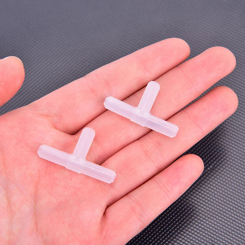 10PCS 4mm Plastic Tee's "T" 3-Way Fish Tank Acuarios Aquarium Air Pump Line Tubing Joints Connectors Air Pump Accessories. Qme