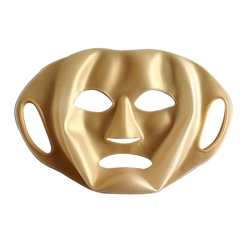 3D Silicone Facial Mask Women Reusable Gel Sheet Ear Loops Lifting Qme Gold