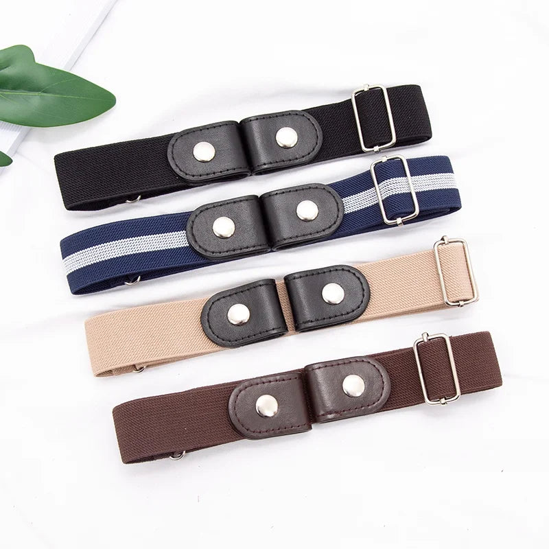 New Adjustable Belts for Women Buckle-Free Waist Jeans Pants No Buckle Stretch Elastic Waist Men Canvas Belt Lazy Invisible Belt Qme