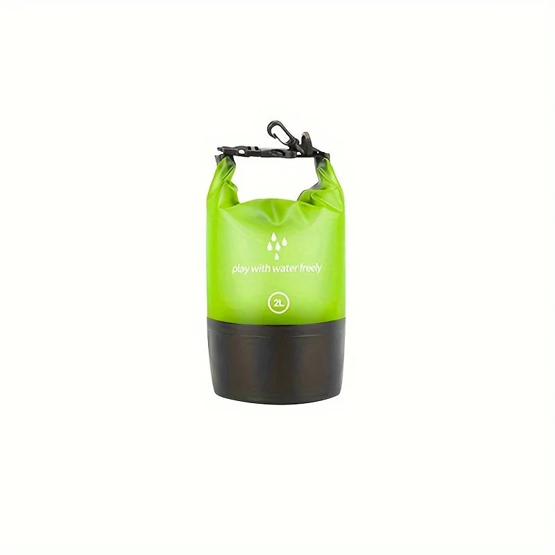Men's and women's waterproof dry bag, 2L roll top lightweight small storage bag camping, hiking, and beach accessories backpack Qme green
