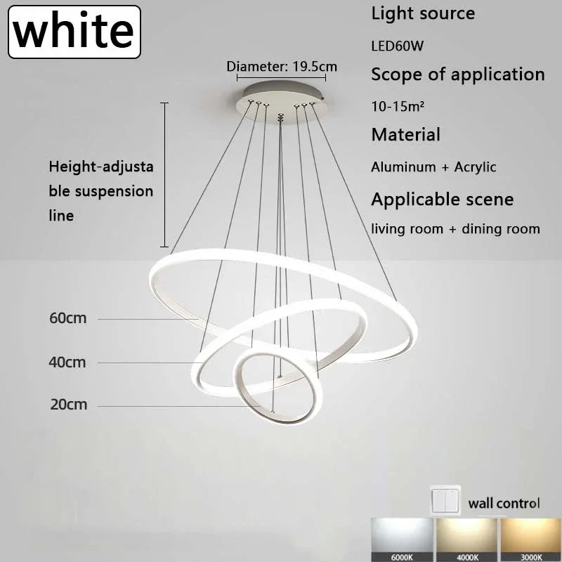 Modern dining room chandelier simple advanced sense of living room chandelier creative personality bedroom chandelier Qme WHITE