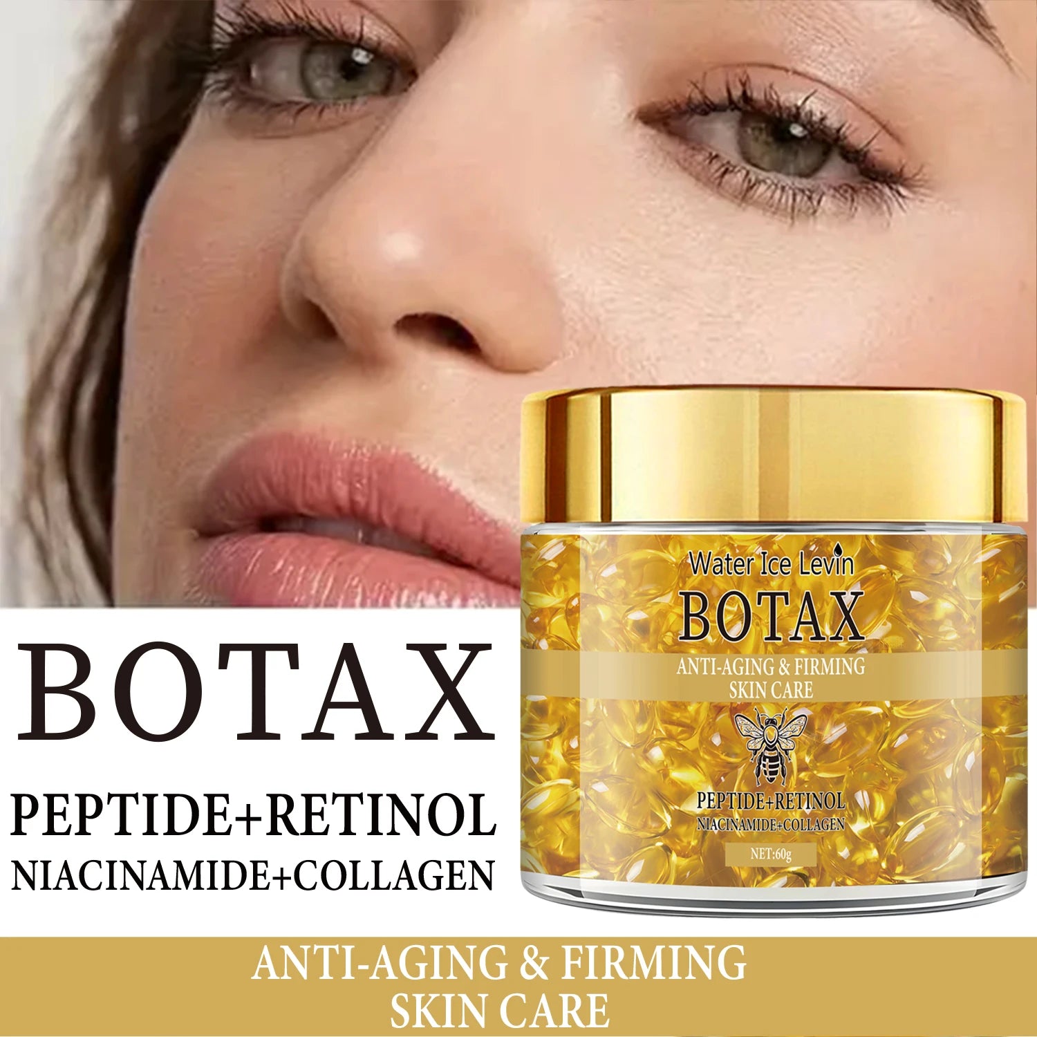 Retinol Firming and Lifting Cream, Rich in Peptides, Collagen, and Hyaluronic Acid, Suitable for All Skin Types, Tightens and Smooths Skin, Makes Skin Look Younger, and Provides Deep Hydration Qme