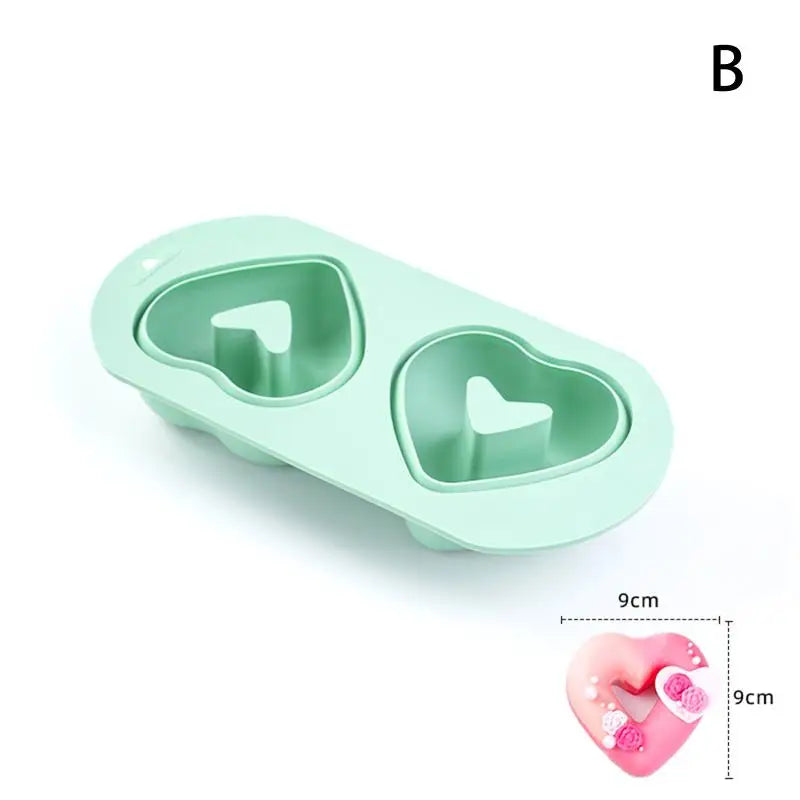 2 Cavity Heart Round Lace Grooved Baking Mousse Cake Pudding Dessert Qme B