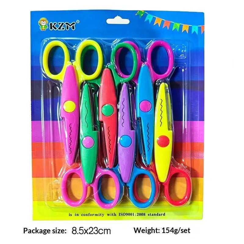 Student DIY Color Album Decorative Lace Scissors Comfortable Hand Paper Cuttings Art Safety Scissors Qme 1PCS