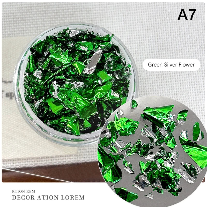 1Box Gold Foil Fragment Nail Glitter DIY Nails Sticker Art Qme A7