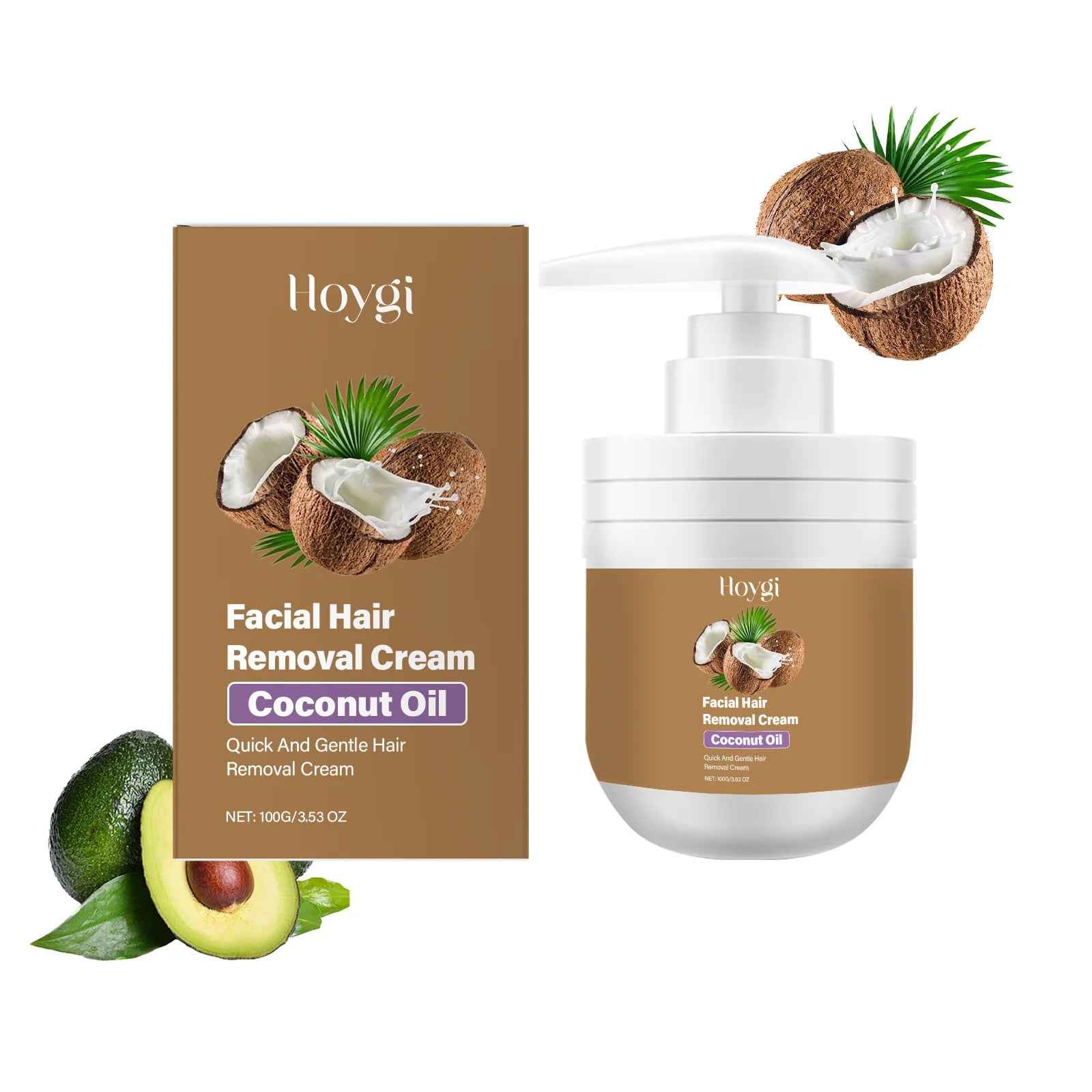 Coconut Oil Hair Removal Cream Lip Chin Armpit Leg Arm Beard Fast Hair Depilatory Irritating Painless Hair Remover Inhibitor Qme 100g Boxed