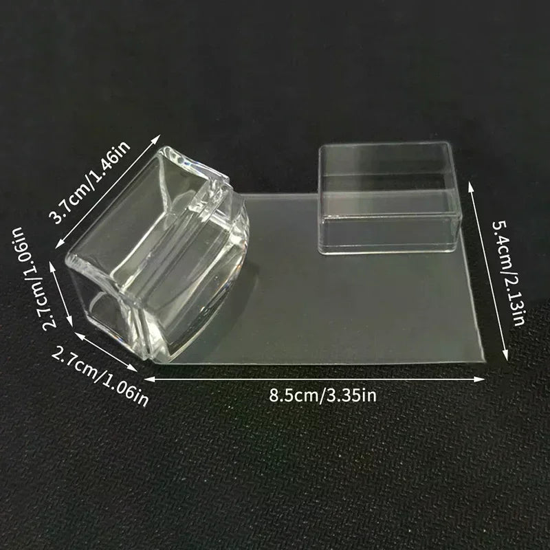 Transparent Rectangle Nail Art Stamper Scraper Silicone Head Transfer Qme