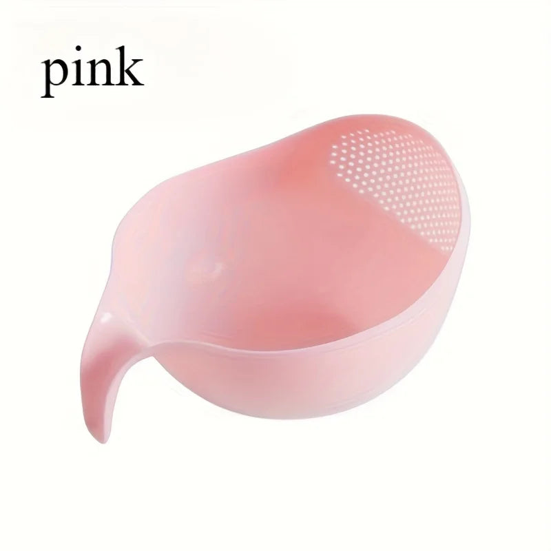 1pc Multi Functional Cleaning and Filtering Basket - with Handle, a Creative Plastic Filter Basket for Fruits and Vegetables Qme Pink