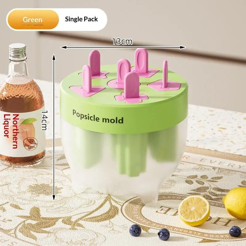 Food Grade Popsicle Mold 6 Cavities Easy Release Homemade Summer Ice Qme Green