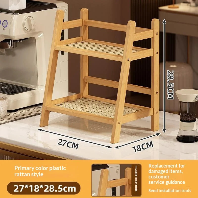Desktop Removable Bamboo Office Balcony Storage Rack Space Saving Qme 27CM A