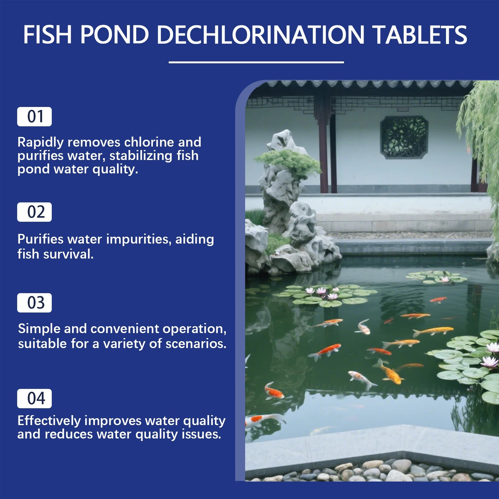 Yegbong Fish Pond Chemistry Fish Tank Treatment Chlorine Remove Sheet Aquarium Stain Cleaning Clear Water Maintenence Supplement Qme