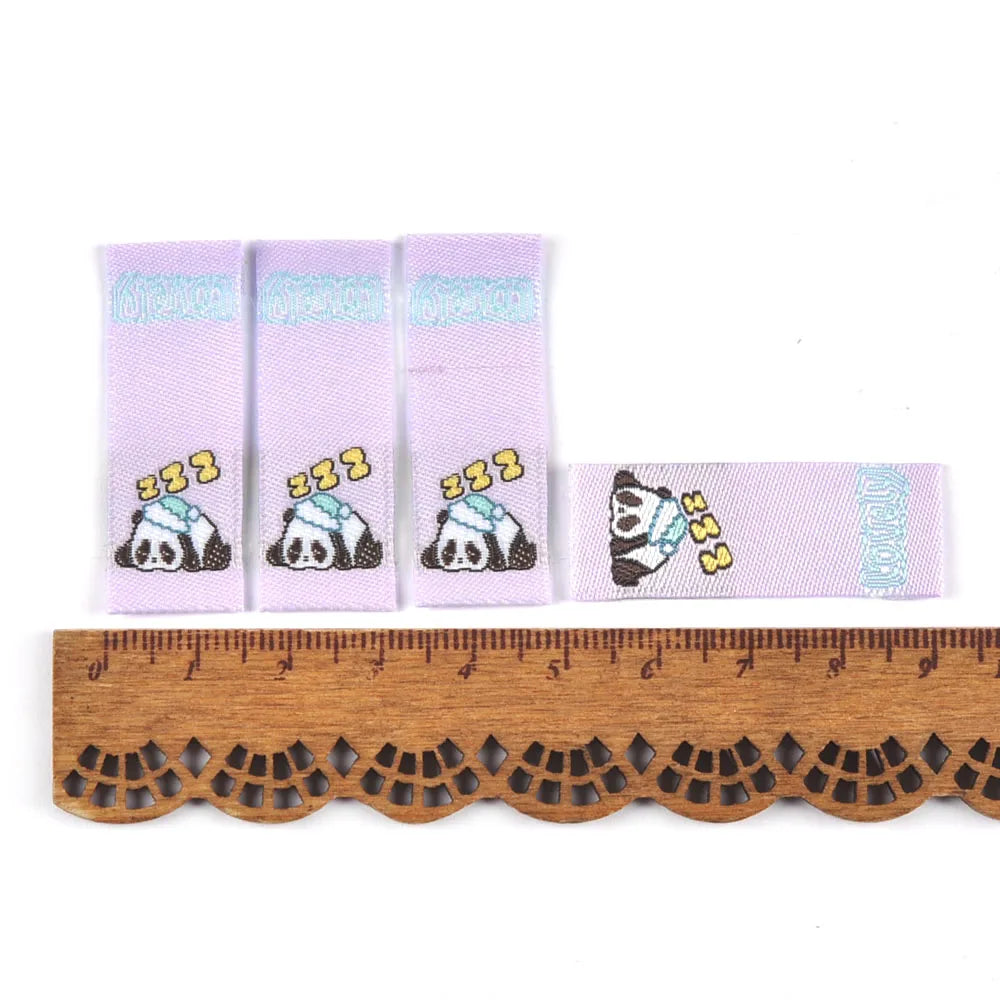 50Pcs New Cartoon Panda Embroidery Labels For Sewing Clothes Accessories Washable Care Garment Tags DIY Supplies Handicrafts Qme 3