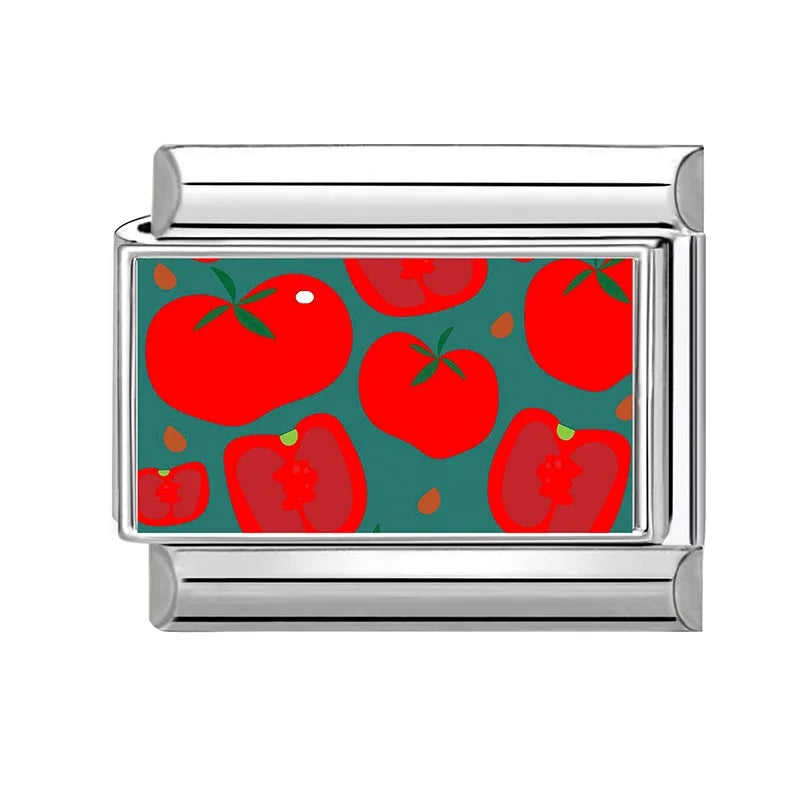 Wholesale Red Color Series Pomegranate Strawberry Love Italian Link Fit 9mm Stainless Steel Bracelet Making DIY Charm Jewelrys Qme Style 41