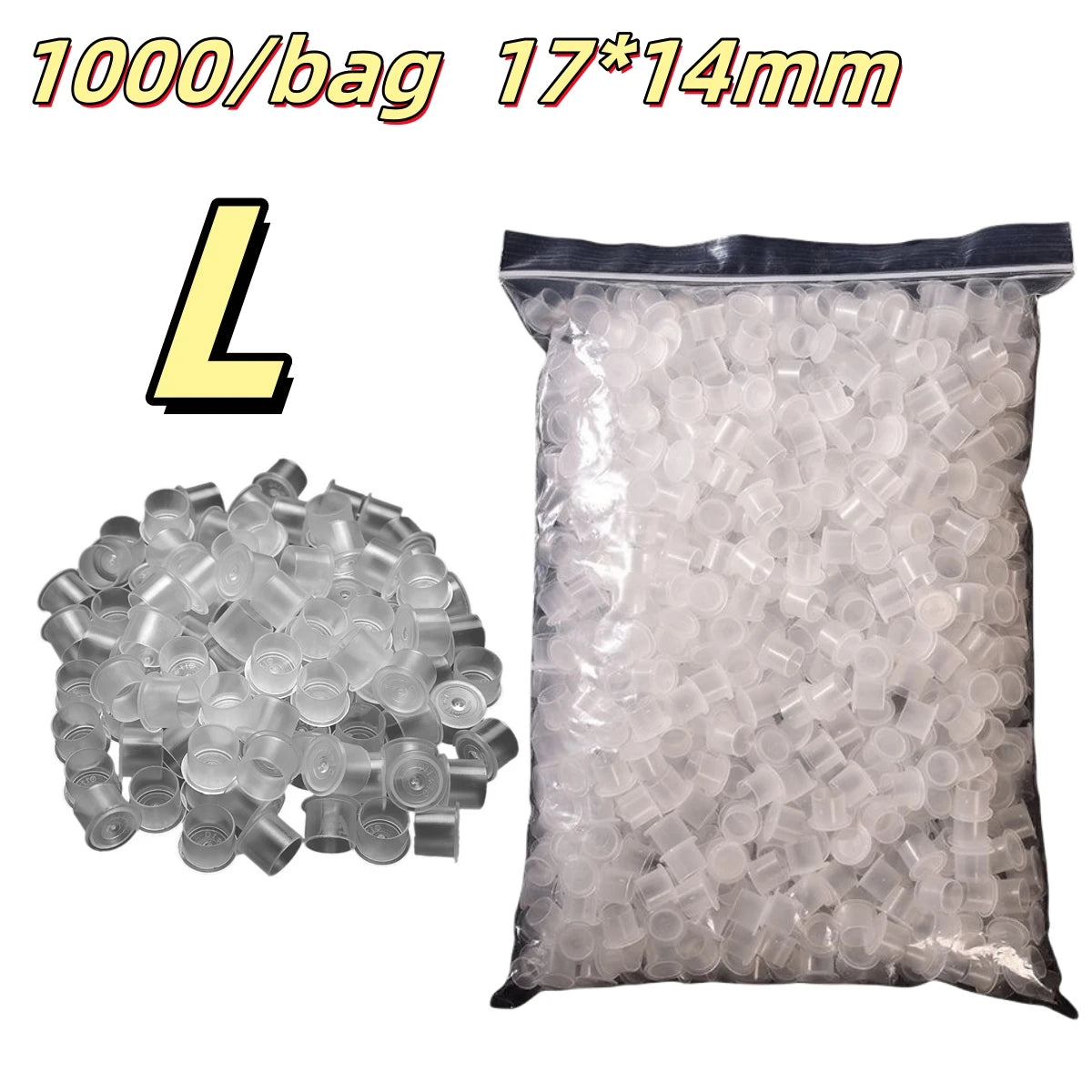 ROKYO 1000PCS Disposable Steady Tattoo Ink Cups Plastic Pigment Clear Holder Container Caps Permanent Makeup Microblading Supply Qme L 1000PCS