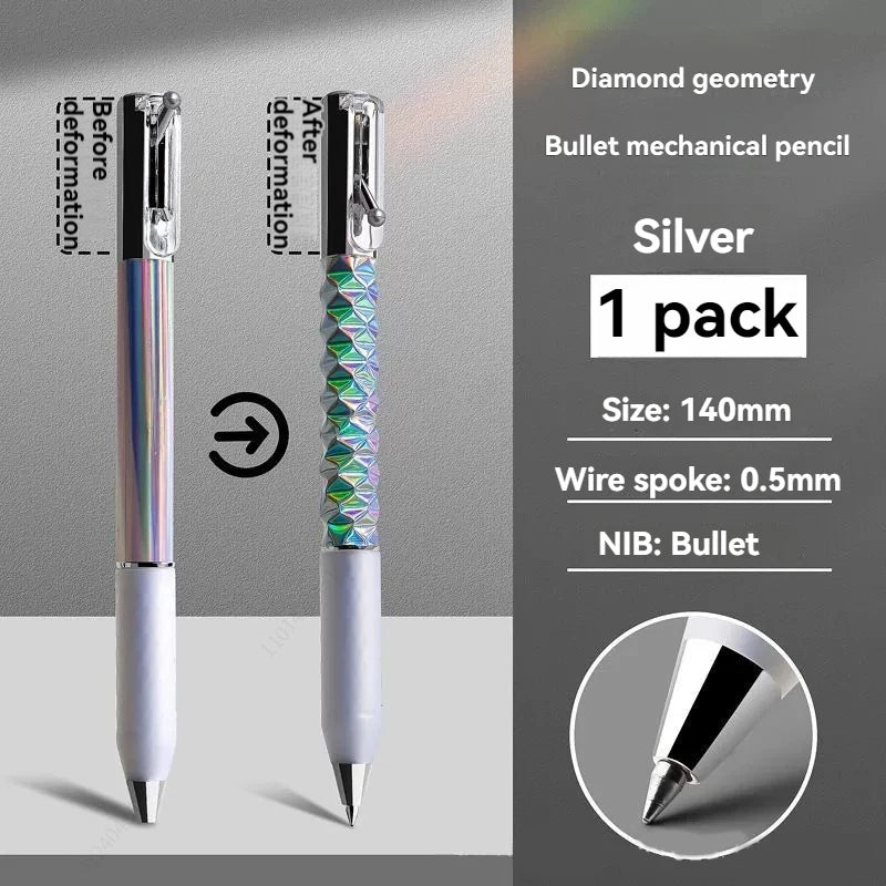 Mechanical Gel Pens Set , 0.5mm Black Ink Pens Fine Point Smooth Writing Pens, High-End Series for Office School Supplies Qme 1 silver pen