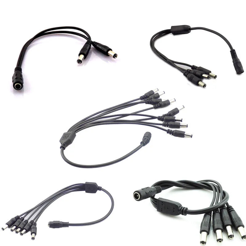 5pcs 12V DC Power Supply 1 Female to 4 Male way Splitter Plug extension Cable cord connector 5.5*2.1mm for Led strip light Qme