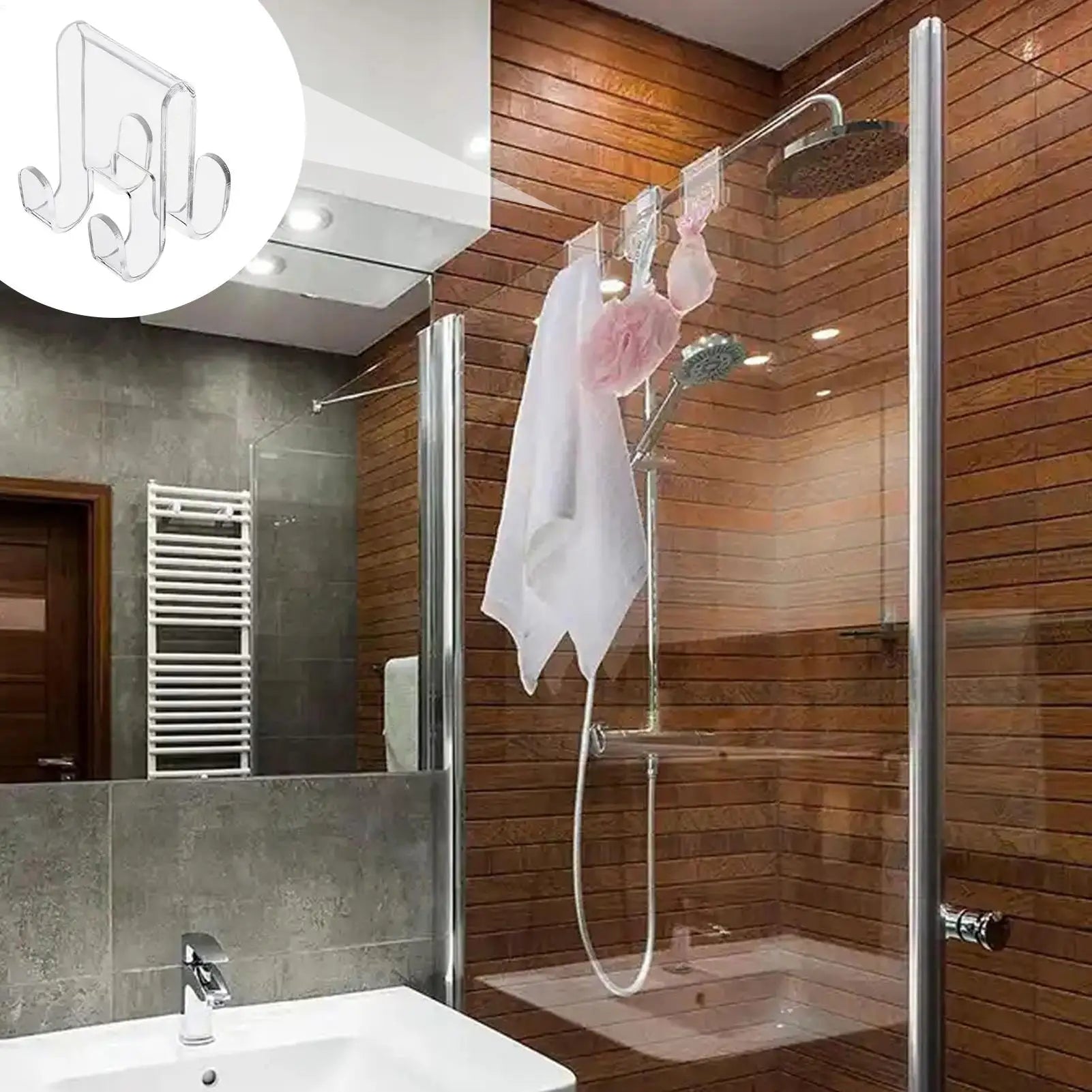 Shower Hooks Over Glass Door Acrylic Shower Door Towel Hooks Space-Saving Shower Door Hooks for Clothes Towels Washcloths and Qme
